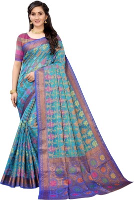 Nilam Trendz Woven Bollywood Organza Saree(Blue)