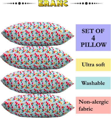 ERANC Polyester Fibre Abstract Sleeping Pillow Pack of 4(Multicolor)