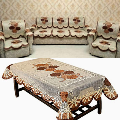 Sajavat Polycotton 3 Seater Sofa Floral Cover(Pack of 2 BROWN)