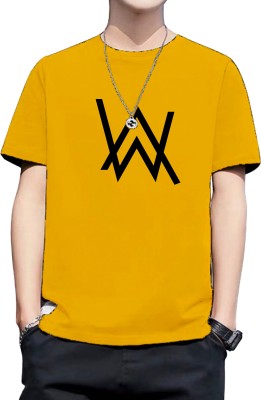 Fashion And Youth Graphic Print Women Round Neck Yellow T-Shirt