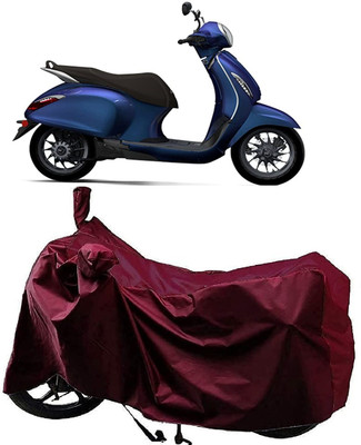 KEDIT Waterproof Two Wheeler Cover for Bajaj(New Chetak, Maroon)