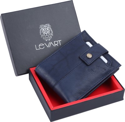 LEVART Men Evening/Party Blue Genuine Leather Wallet(12 Card Slots)