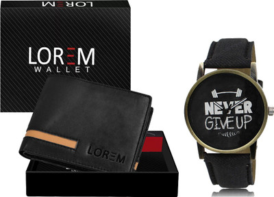 LOREM Watch & Wallet Combo(Black)