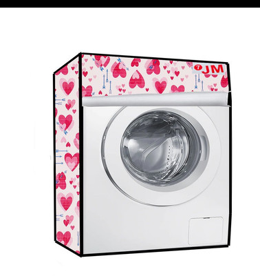 JM Homefurnishings Front Loading Washing Machine  Cover(Width: 61 cm, Red, White)