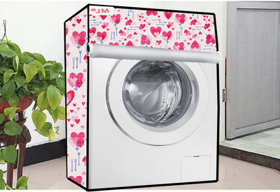 JM Homefurnishings Front Loading Washing Machine  Cover(Width: 61 cm, Red, White)