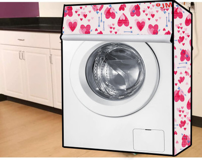 JM Homefurnishings Front Loading Washing Machine  Cover(Width: 63 cm, Red, White)