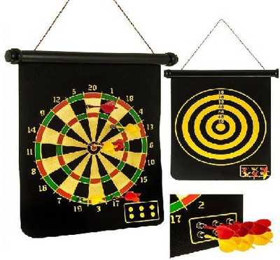HHS SPORTS Wall Hanging Double Sided Roll-up Magnetic Dart Board with Magnetic Darts 30 cm Dart Board(Black)