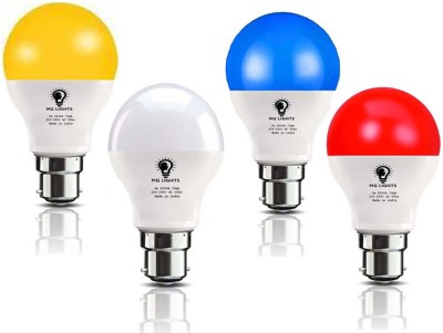 mg lights 9 W Arbitrary B22 LED Bulb(Yellow, White, Blue, Red, Pack of 4)