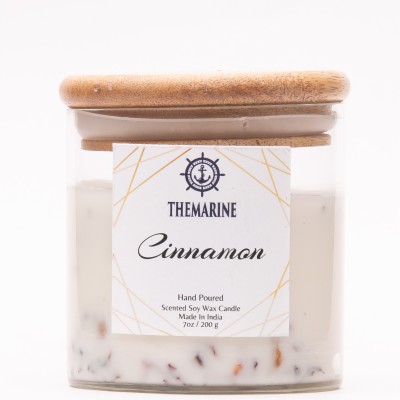 THEMARINE Cinnamon Scented Jar Candle Candle(Beige, Pack of 1)