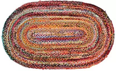 Fine Fabs Multicolor Cotton Carpet(3 ft,  X 3 ft, Oval)