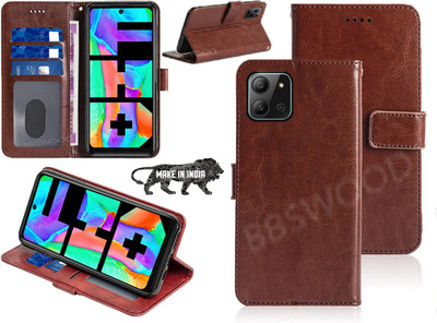 BBSWOOD Flip Cover for Infinix Hot 11 (2022)(Brown, Dual Protection, Pack of: 1)