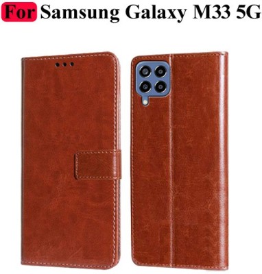 Turncoat Flip Cover for Samsung Galaxy M33 5G(Brown, Grip Case, Pack of: 1)