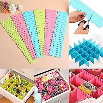 JetGadget Adjustable Stretchable Interlocking Drawer Divider Sorting Partition Drawer Divider(Plastic)