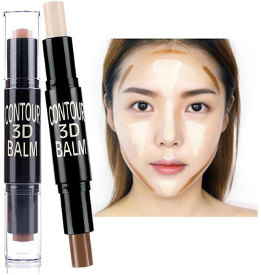 tanvi27 2 in 1 Highlight and 3D Contour Balm Stick, Multi color Concealer(Beige,Brown, 6.2 g)
