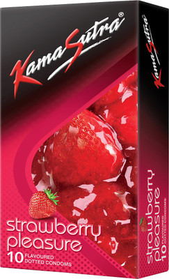 Kamasutra Strawberry Pleasure Flavoured for Men Condom(10 Sheets)