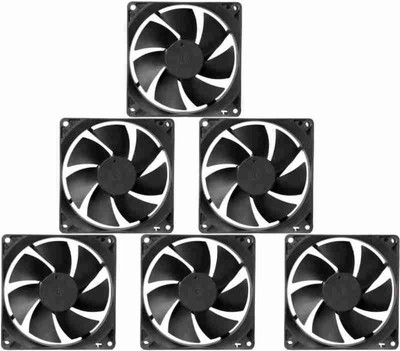 WHO Pack of 6 DC 12V Cooling Fan for DIY Incubator Cabinet & PC Case 3 inch Cooling Fan All in one Cooler(Black)