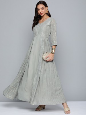 kvsfab Women Maxi Grey Dress