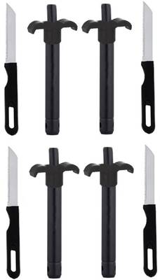 Protos India.Net 4 Pcs. Black Lighter & knife Set Stainless Steel Gas Lighter (Black, Pack of 4) Steel Gas Lighter