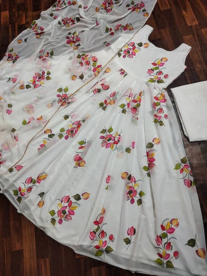 NK DESIGN Anarkali Gown(White)