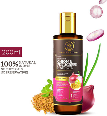 KHADI NATURAL Onion & Fenugreek Hair Oil-Powered Botanics Hair Oil(200 ml)