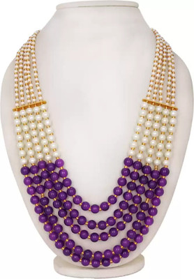Dreamish Imitation Mother of Pearl, Alloy Gold-plated Purple, Gold, White Jewellery Set(Pack of 1)