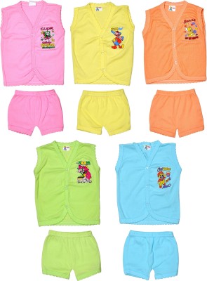 sathiyas Baby Boys & Baby Girls Casual T-shirt Shorts(Multicolor)