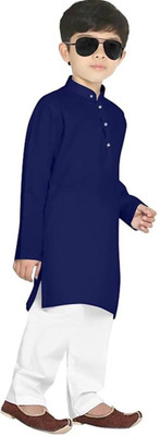 FMSE Boys Casual Kurta and Pyjama Set(Blue Pack of 1)