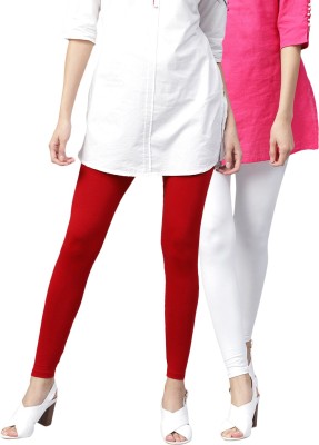 TCG Ankle Length  Ethnic Wear Legging(Red, White, Solid)