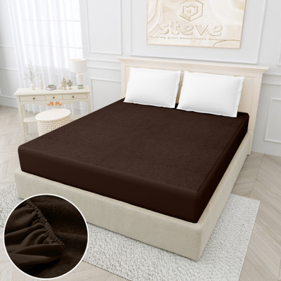 STEVE Fitted Single Size Breathable, Stretchable, Waterproof Mattress Cover(Brown)