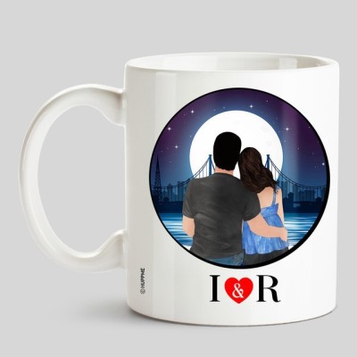 HUPPME Couple Name Initials I & R White Ceramic Coffee Mug(325 ml)