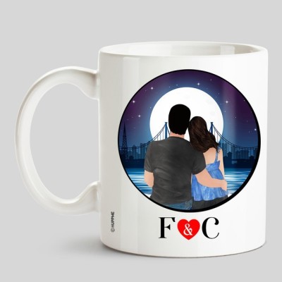 HUPPME Couple Name Initials F & C White Ceramic Coffee Mug(325 ml)