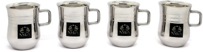 Nyra ® Stainless Steel (Pack Of 4) Double Walled Tea/Coffee Cups/Mugs- 100 ML each Stainless Steel Coffee Mug(400 ml, Pack of 4)