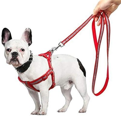 chullbull pet products Reflective Nylon Dog Harness and Leash Set for Puppies and Dogs 15mm Dog & Cat Harness & Leash(Medium, Multicolour)