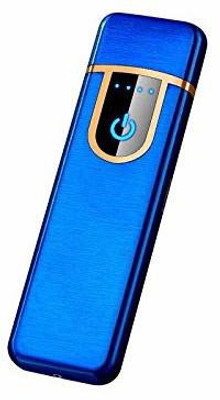 ENMORA 53 | 21 _Mini Slim Electronic Touch Sensor Metal Lighter USB Rechargeable Windproof Flameless Lighter Straight Touch Lighter for Smoking Cap Pocket Lighter(BLACK)