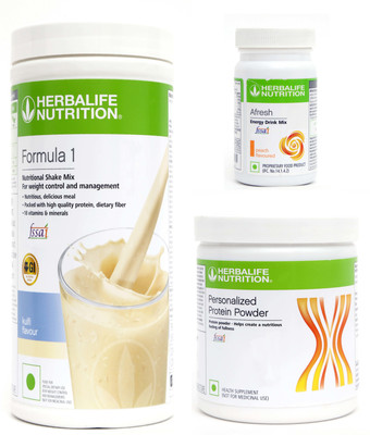 Herbalife Nutrition FORMULA1 KULFI 500 G PROTIEN 200 G AFRESH ENERGY DRINK PEACH 50 G Whey Protein(7.5 kg, KULFI)