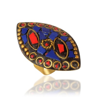 memoir Brass Goldplated Tibetan Jewellery fingerring Tribal Fashion Jewellery Brass Turquoise Gold Plated Ring