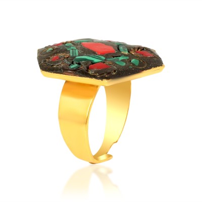 memoir Brass Goldplated Muddy Base Tibetan Jewellery fingerring Fashion Jewellery Brass Turquoise Gold Plated Ring