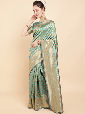 Sangria Woven Banarasi Silk Blend Saree(Purple)