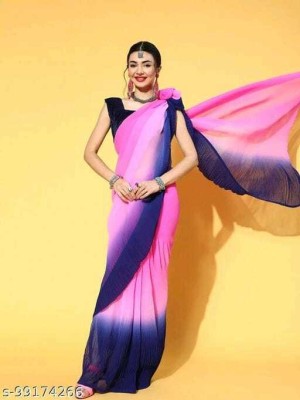 G-Stuff Fashion Ombre Bollywood Georgette Saree(Pink)