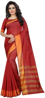 Suntex Printed Bollywood Cotton Silk Saree(Red)