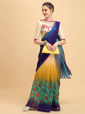 Sangria Printed Bollywood Georgette Saree(Multicolor)