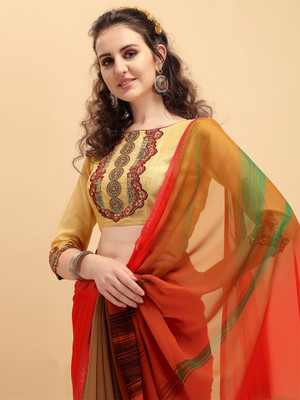 Sangria Printed Bollywood Georgette Saree(Multicolor)