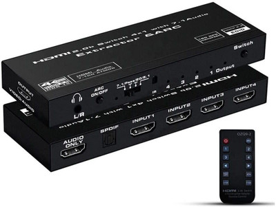 Etzin Hdmi 2.0b Switch 4x1 With 7.1 Audio Extractor & ARC(EPL-547H) Media Streaming Device(Black)