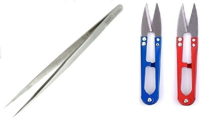 Kunfaya 1 Pc Tweezer + 2Pc Sewing Scissors Thread Cutter Sewing Kit