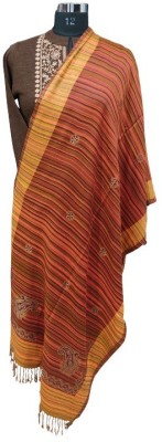 Mona Leaves Velvet Self Design Women Shawl(Multicolor)