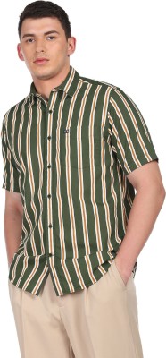 Arrow Sport Men Striped Casual Green Shirt