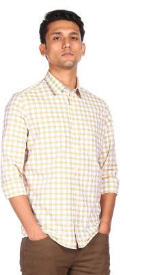 Arrow Sport Men Checkered Casual Yellow Shirt