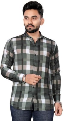 Shree Laxmipati Men Checkered Casual Green Shirt