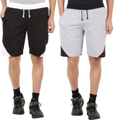 Trendolo Solid Men Grey, Black Casual Shorts