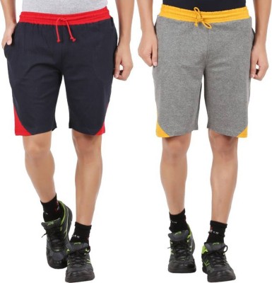 GLAMPANDA Solid Men Dark Blue, Grey Sports Shorts